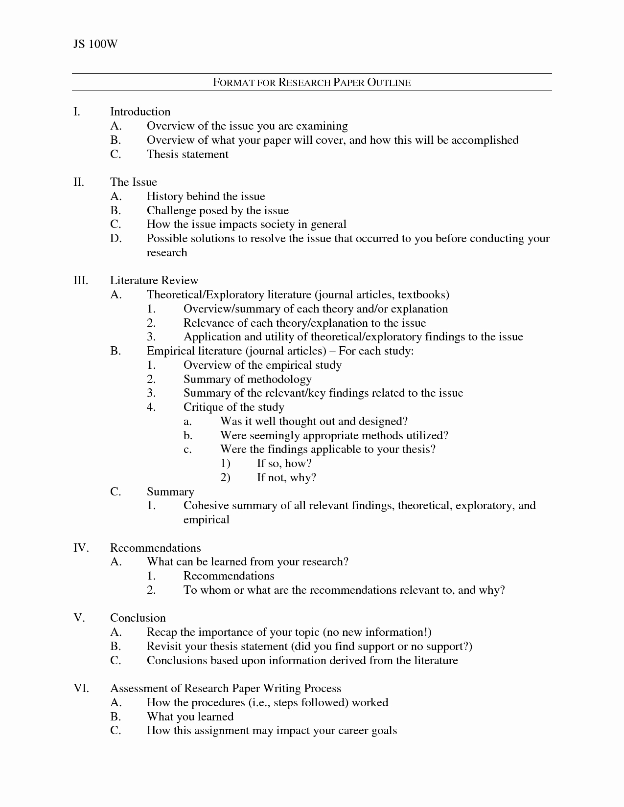 Sample Outlines for Research Papers Awesome Research Paper Outline format by Vvg 93p8publ