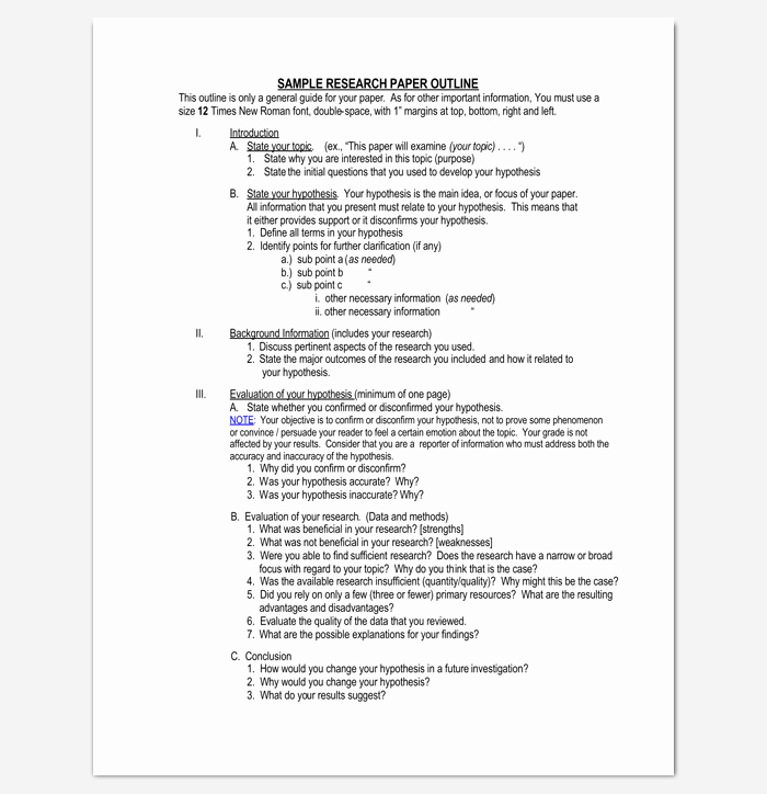 Sample Outlines for Research Papers Lovely Research Paper Outline Template 36 Examples formats