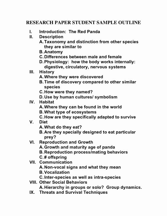 Sample Outlines for Research Papers New Senior Paper Outline