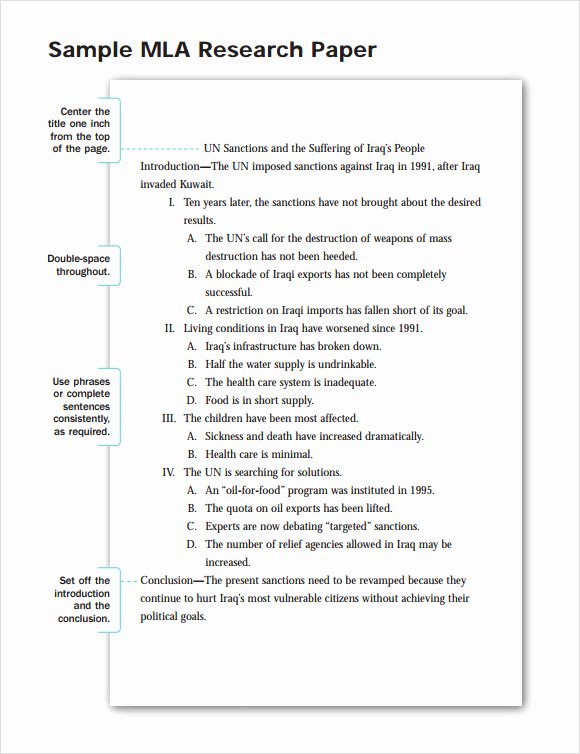 Sample Outlines for Research Papers Unique Mla format Template
