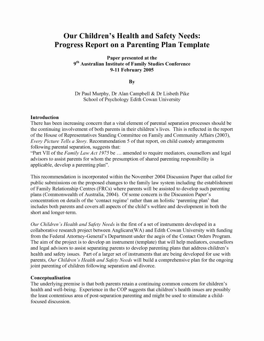 Sample Parallel Parenting Plan Elegant 005 Parenting Plan Template Australia Child Support