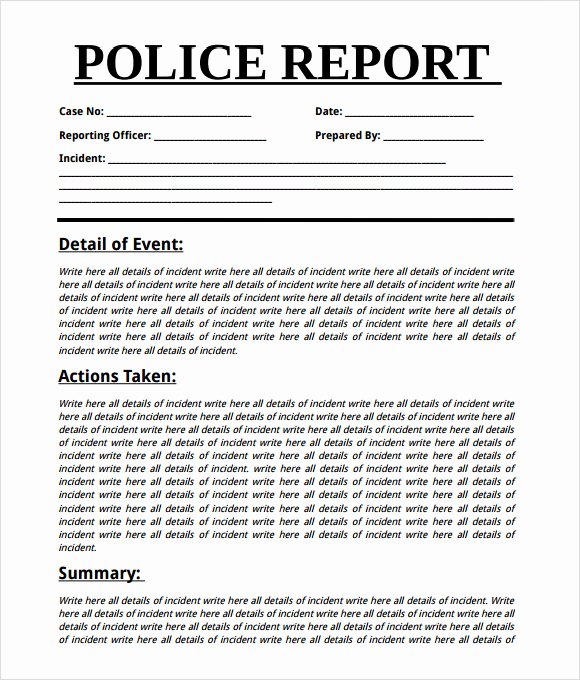 Sample Police Report Writing Awesome Free 7 Sample Police Reports In Word