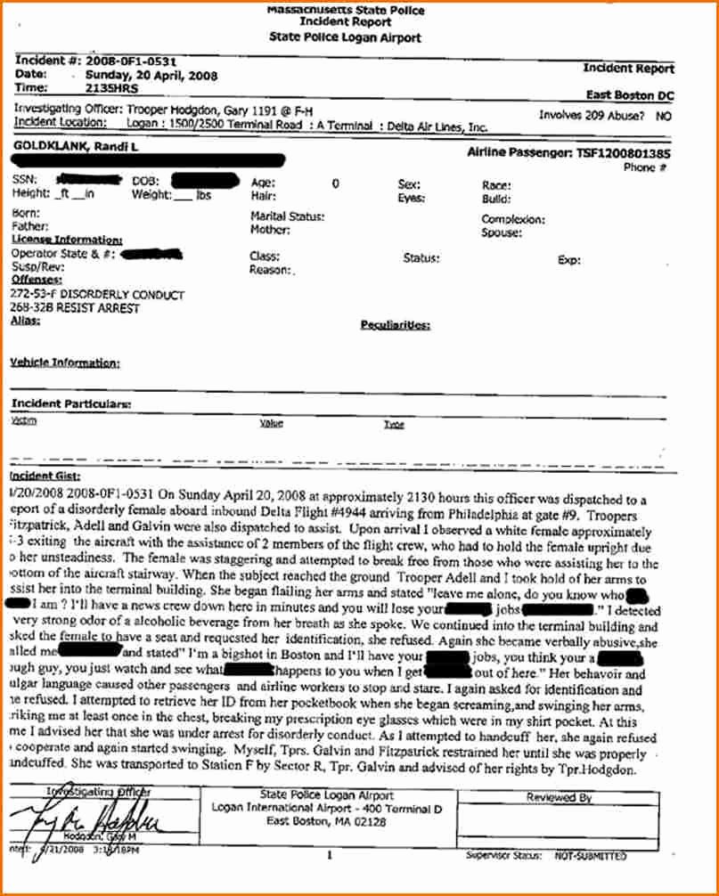 Sample Police Report Writing Luxury Examples Police Reports – Free Download