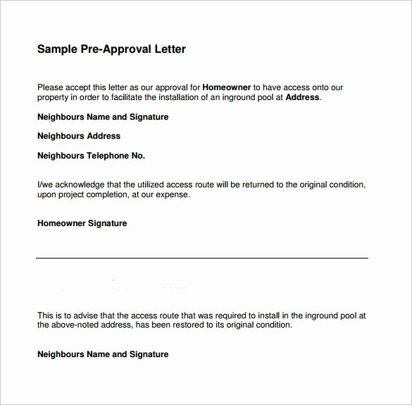 Sample Pre Approval Letter Inspirational Sample Pre Approval Letter 8 Download Free Documents In