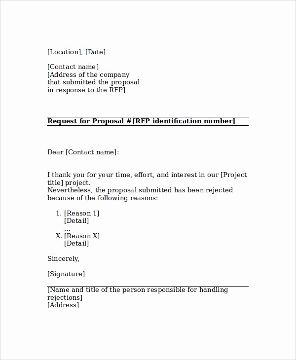 Sample Proposal Rejection Letter Fresh Sample Rejection Letter 10 Examples In Word Pdf