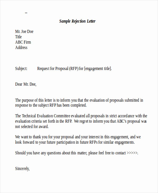 Sample Proposal Rejection Letter Luxury Sample formal Proposal Letter 7 Example In Pdf Word