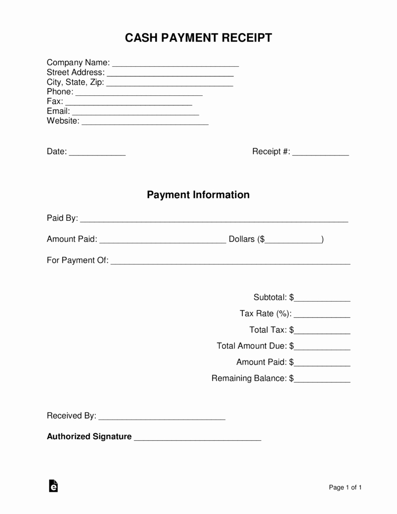 Sample Receipt for Cash Payment Fresh Free Cash Payment Receipt Template Pdf Word