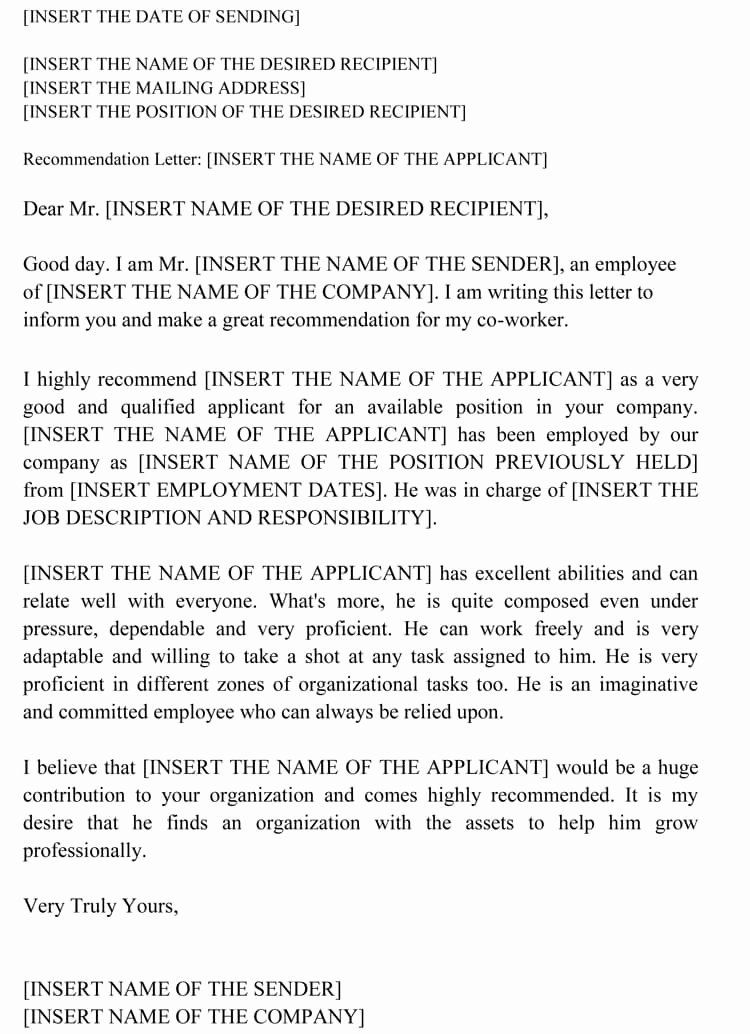 Sample Recommendation Letter for Coworker Luxury Letter Of Re Mendation for Co Worker 18 Sample Letters
