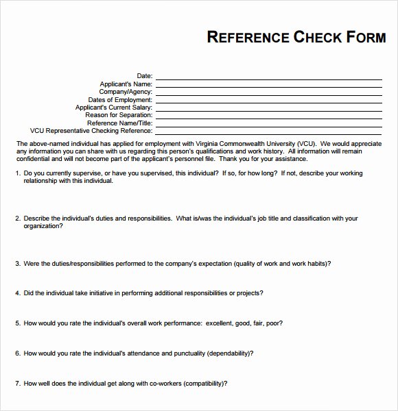 Sample Reference Check form Best Of 15 Reference Check Templates to Download for Free