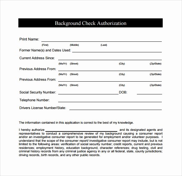 Sample Reference Check form Elegant Background Check Authorization form 10 Download Free