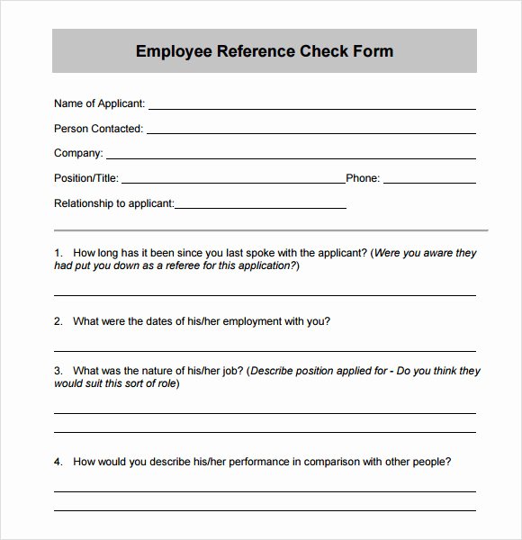 Sample Reference Check form Unique Template 2019
