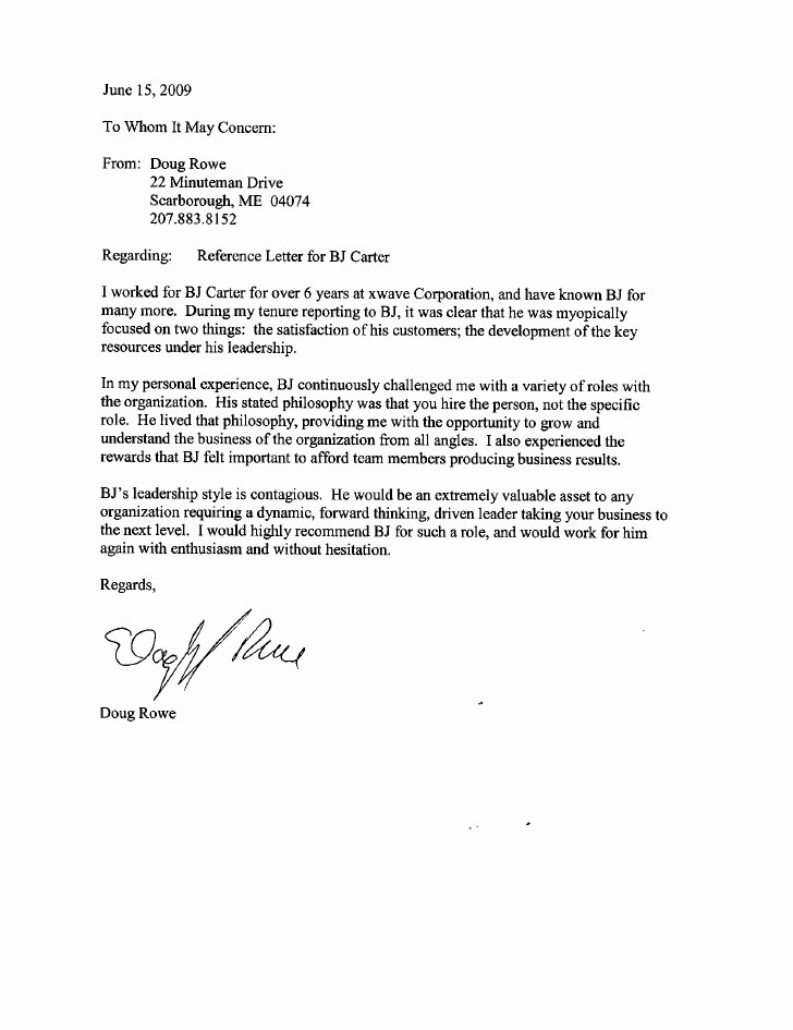 Sample Reference Letter for Employee New Letter From Employee Rowe