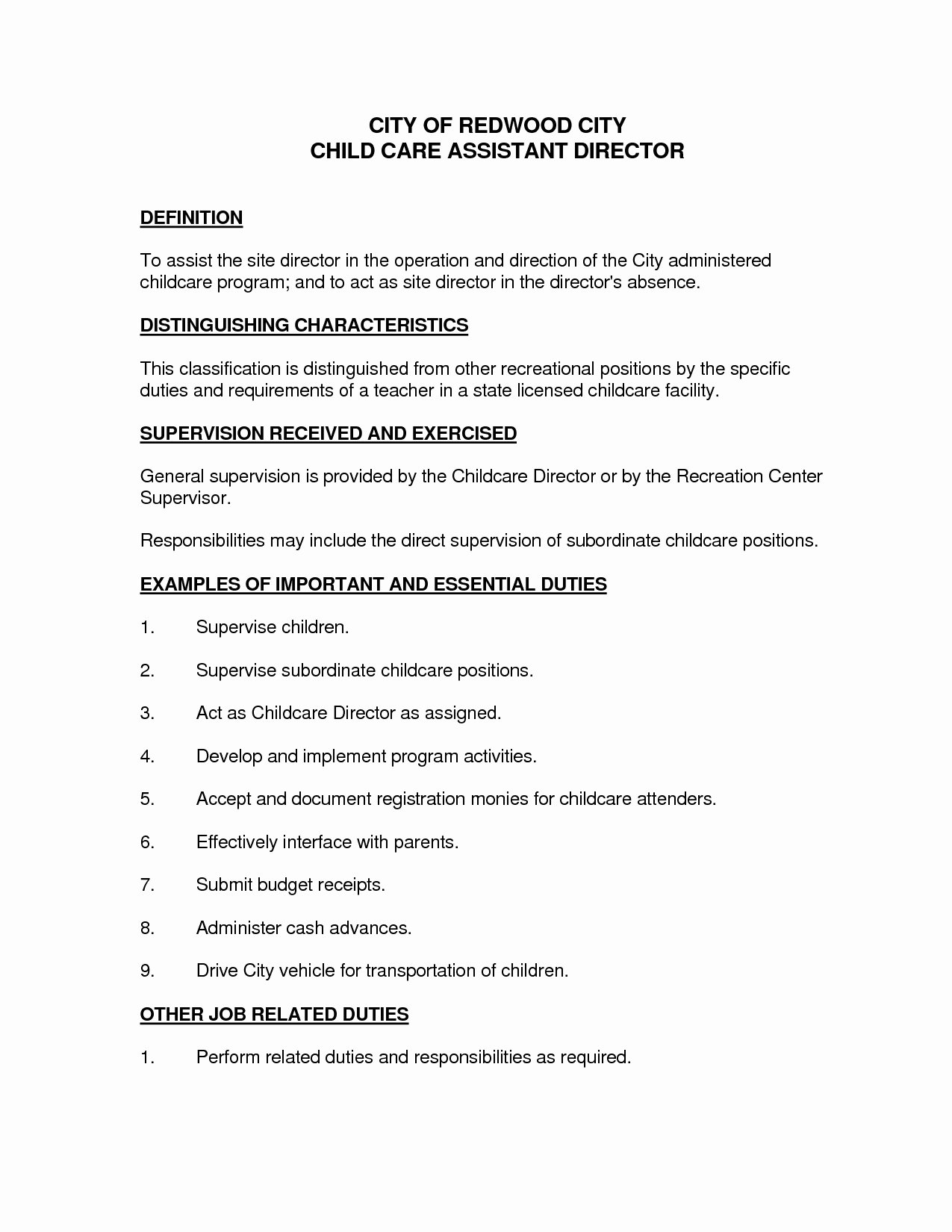 Sample Resume for Child Care Best Of Child Care Provider Job Descriptions