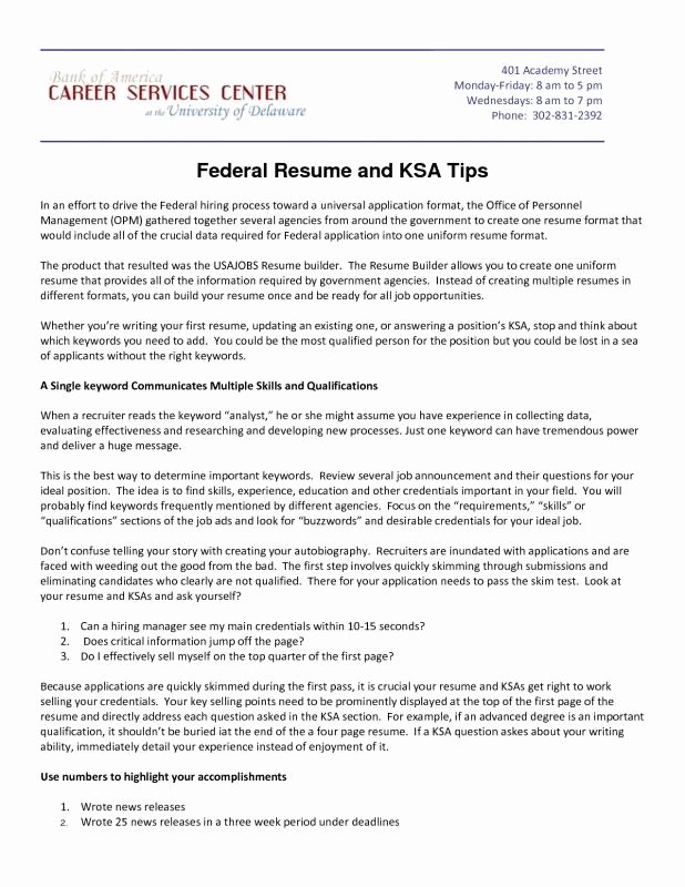 Sample Resume for Federal Job Inspirational Usajobs Resume Template