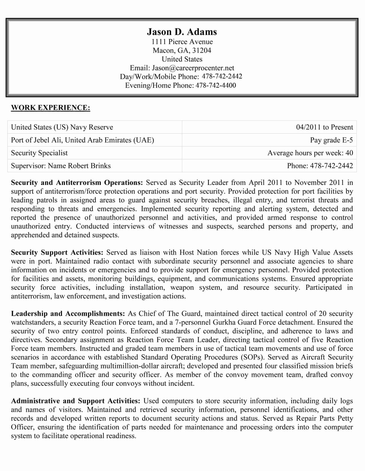 Sample Resume for Federal Jobs Unique Federal &amp; Usajobs Resume Examples