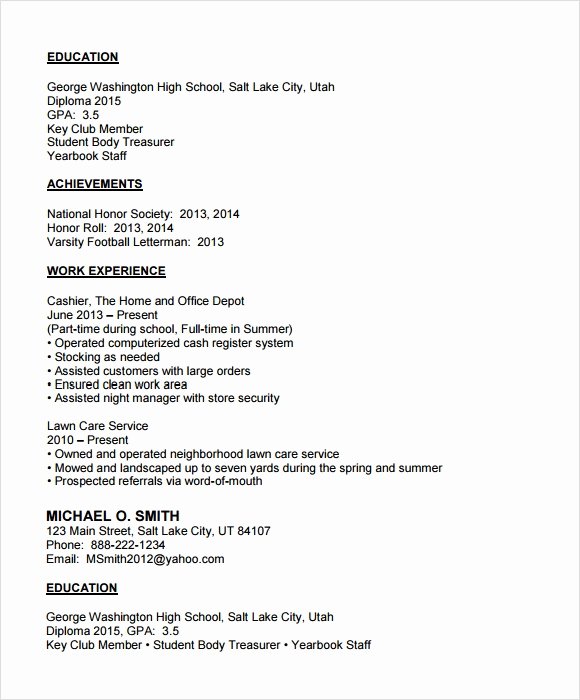 Sample Resume High School Beautiful Sample College Resume 6 Documents In Pdf Psd Word