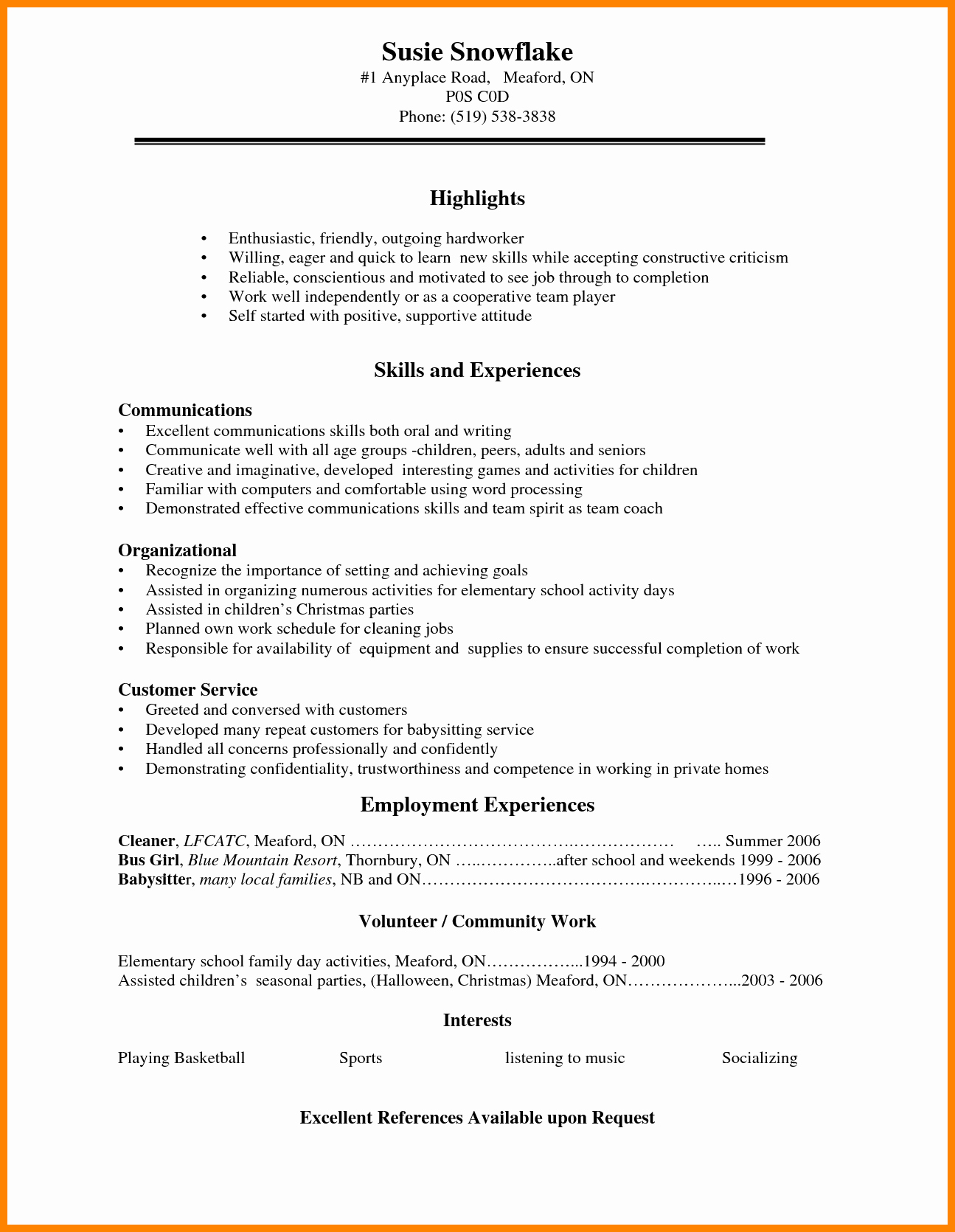 Sample Resume High School Fresh 5 Cv Template for High School Student