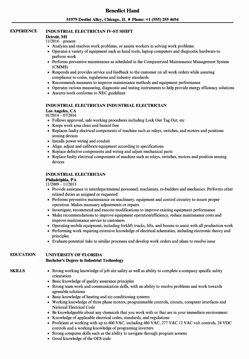 Sample Resumes for Electrician Luxury 10 Resumes for Electrician Apprentice