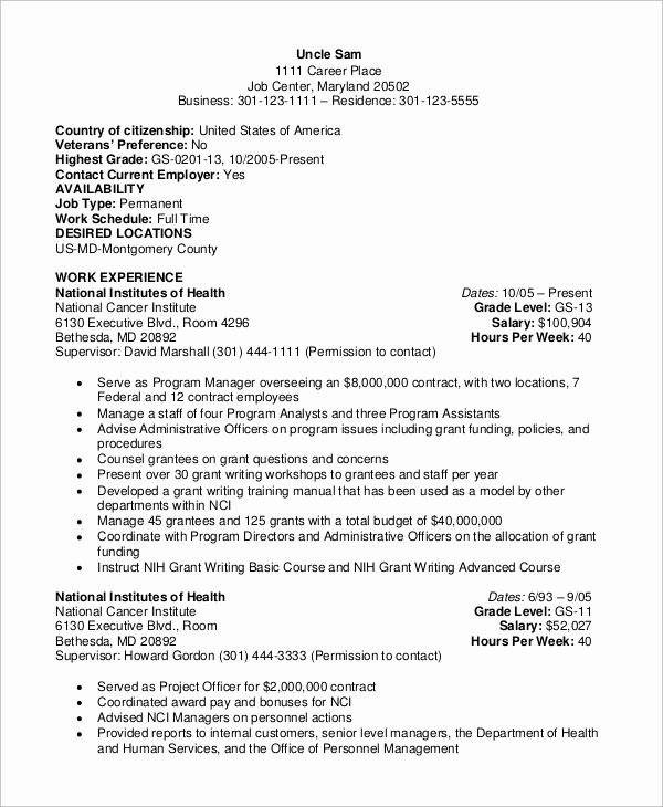 Sample Resumes for Federal Jobs Beautiful Sample Federal Resume 8 Examples In Word Pdf