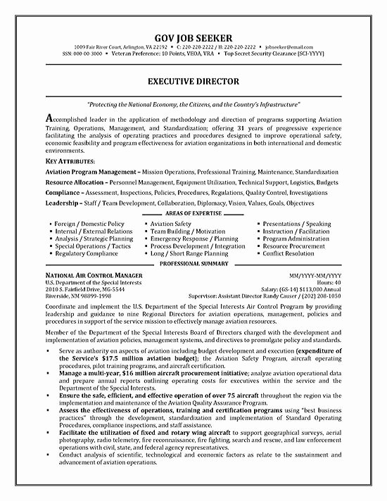 Sample Resumes for Federal Jobs Unique Government Resume Example