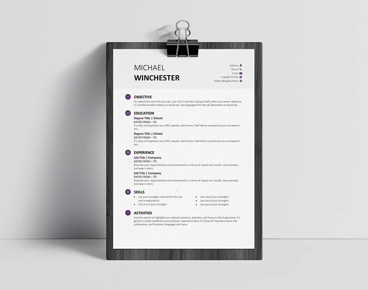 Sample Resumes In Word Elegant Resume Templates for Word Free 15 Examples for Download