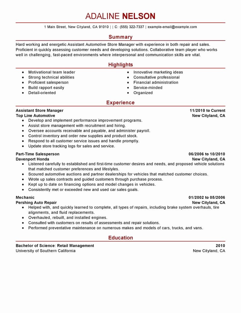 Sample Store Manager Resume Inspirational assistant Store Manager Resume Sample