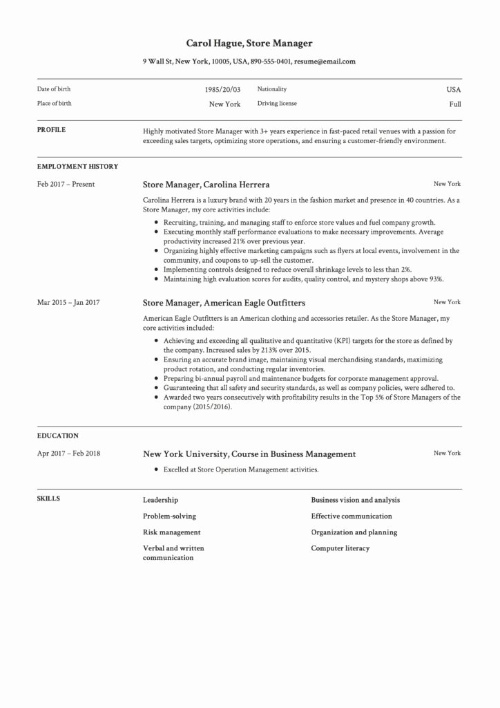 Sample Store Manager Resume Inspirational Store Manager Resume Guide &amp; 12 Resume Samples Pdf