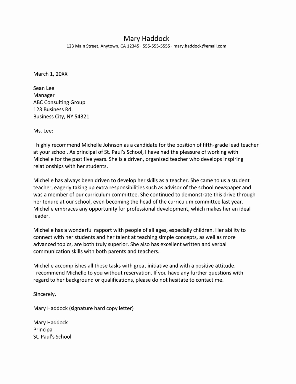 Sample Teacher Recommendation Letter Awesome Sample Letters Re Mendation for Teachers
