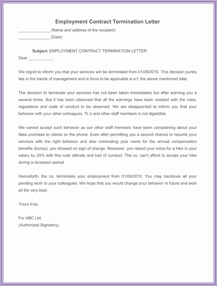 Sample Termination Of Employment Letter Luxury 7 Employment Termination Letter Samples to Write A