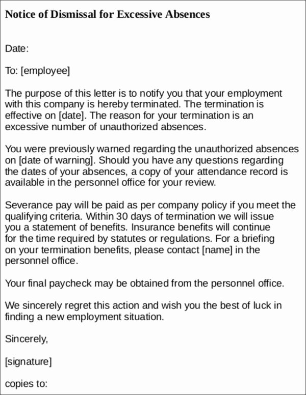 Sample Warning Letter for Absenteeism Lovely Writing Termination Letters Due to Poor Performance