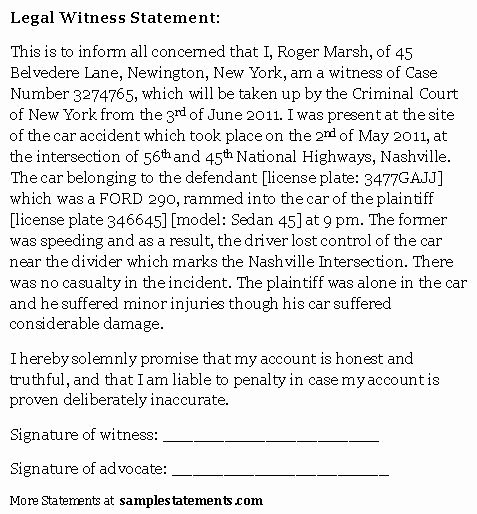 Sample Witness Statement form New 23 Of Work Accident Witness Statement Template