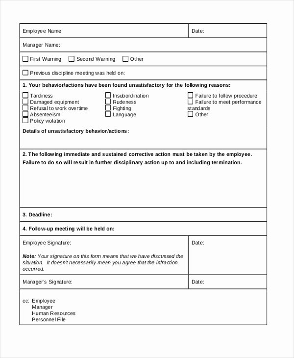 Sample Write Up for Employee Best Of Employee Write Up form Free Printable