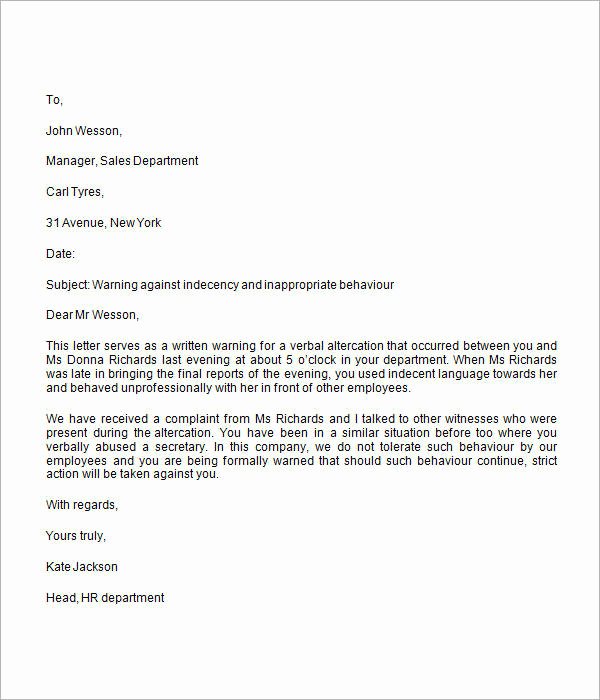 Sample Written Warning Letter Best Of How to Write A Warning Letter for Employee Conduct