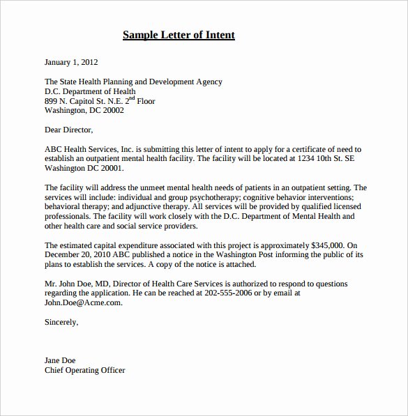 Samples Of Letter Of Intent Awesome 13 Sample Free Letter Of Intent Templates Pdf Word