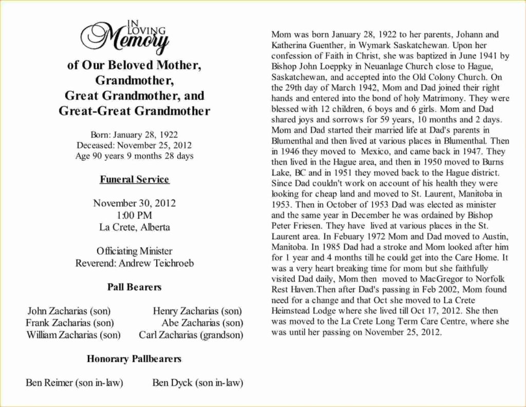 samples of obituaries for father