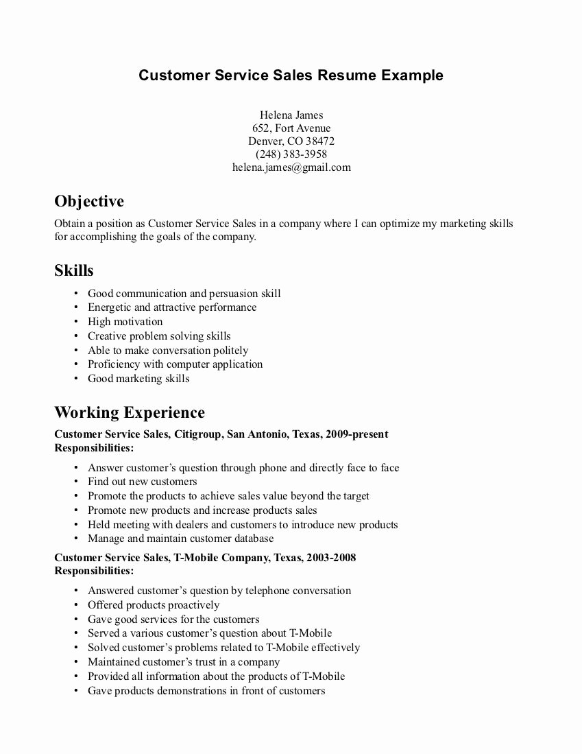 Samples Of Objective On Resume Beautiful Resume Objective Statement for Customer Service
