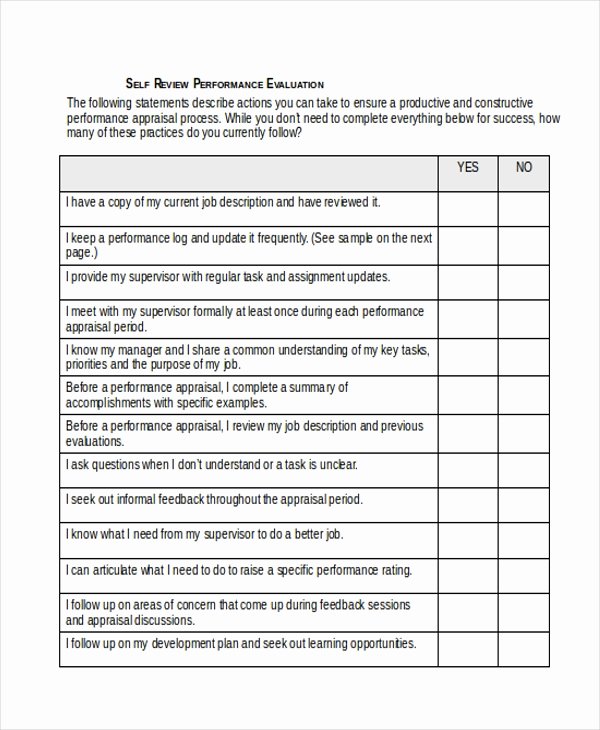 Samples Of Self Evaluations Best Of Self Evaluation form Sample 9 Free Documents In Pdf Doc