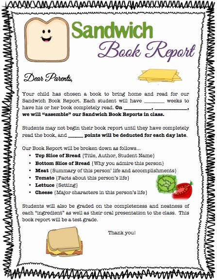 Sandwich Book Report Template Luxury Sandwich Book Report Template Free