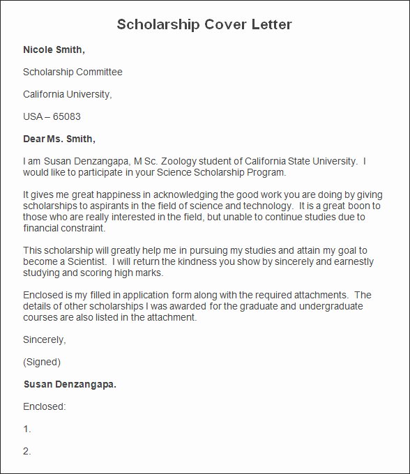 Scholarship Cover Letter Sample Awesome Sample Scholarship Cover Letter Scholarship Cover Letter