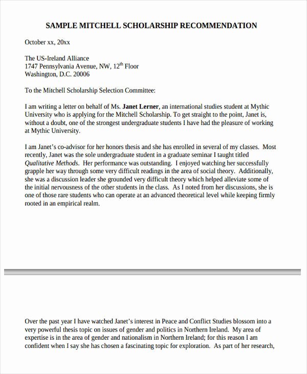 Scholarship Recommendation Letter Sample Elegant 11 High School Re Mendation Letter Template 10 Free