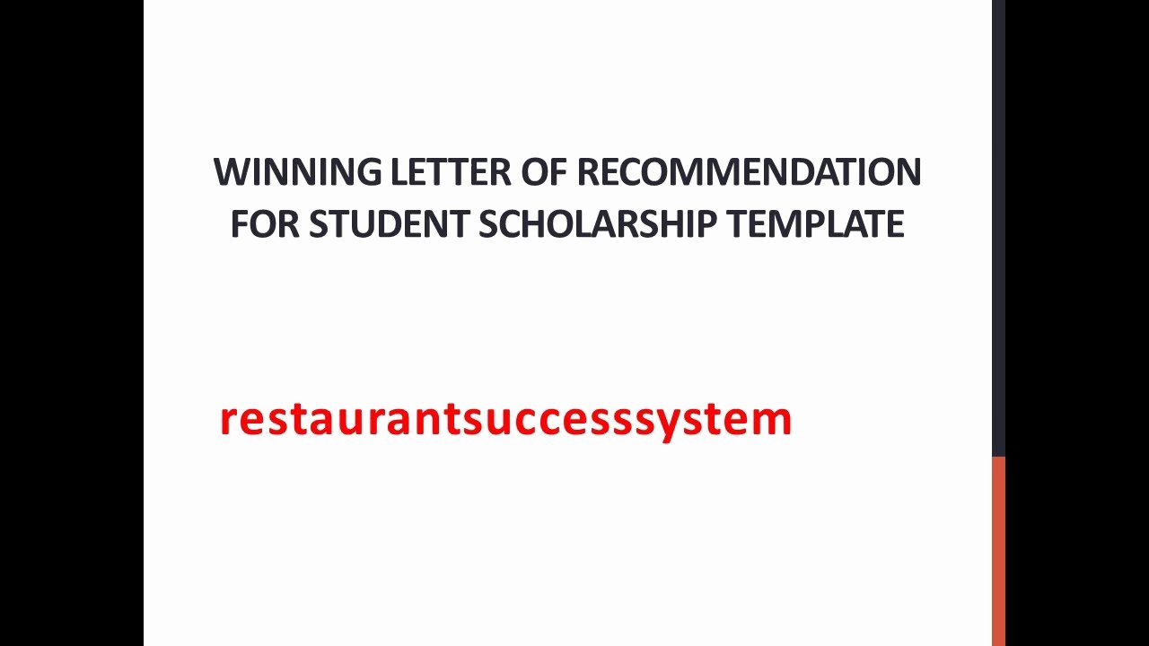 Scholarship Recommendation Letter Template Elegant Winning Letter Of Re Mendation for Student Scholarship