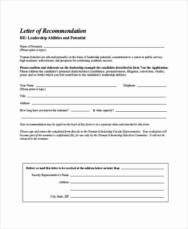 Scholarship Recommendation Letter Templates Elegant Free 32 Sample Letters Of Re Mendation for Scholarship