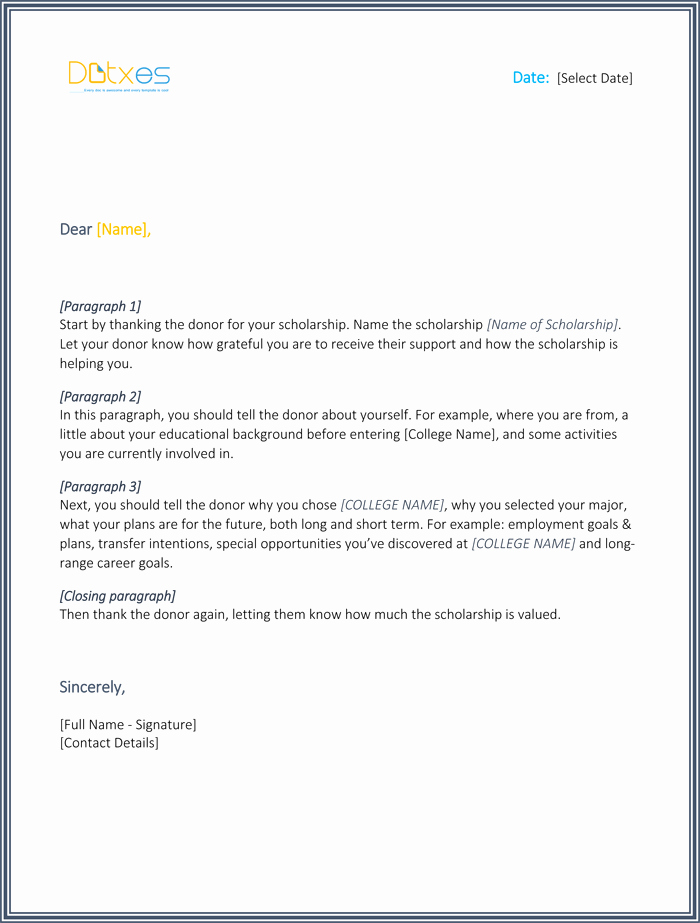 Scholarship Thank You Letter Examples Awesome Scholarship Thank You Letter 7 Sample Templates You