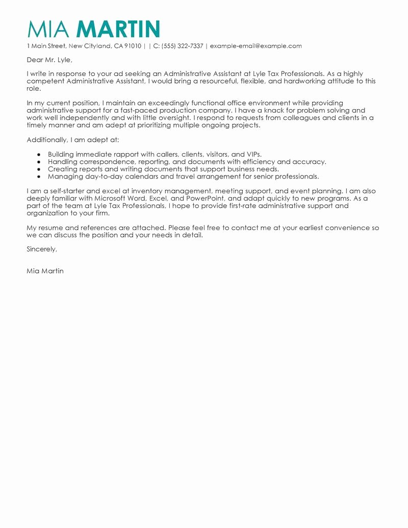 School Administrative assistant Cover Letter Luxury Administrative assistant Cover Letter Sample