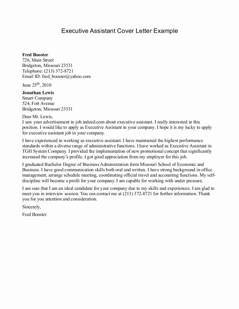 School Administrative assistant Cover Letter Unique Executive assistant Cover Letter Example Administrative