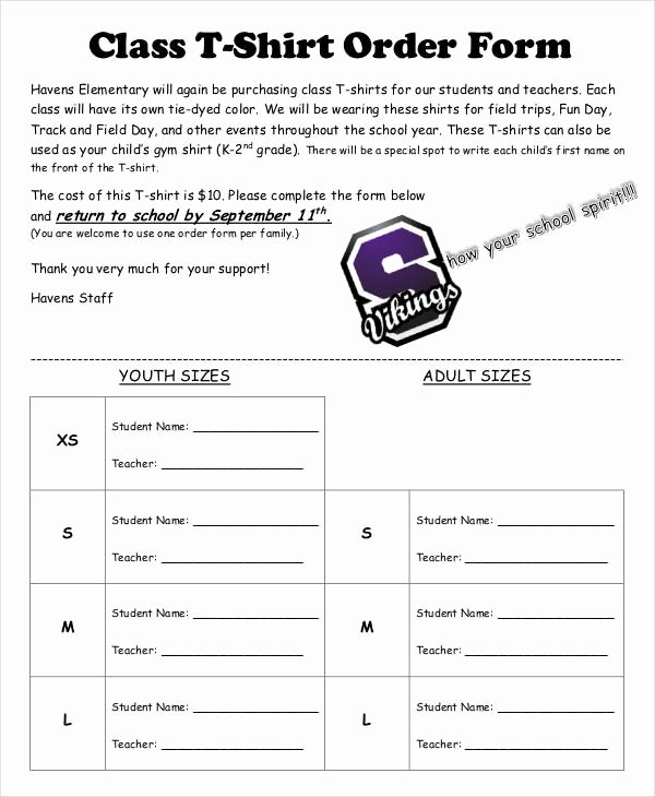 School Photo order form Template Elegant 12 T Shirt order forms Free Sample Example format