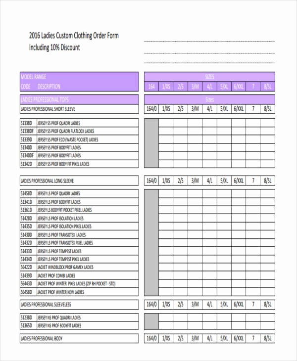 School Photo order form Template Inspirational 9 Clothing order forms Free Samples Examples format