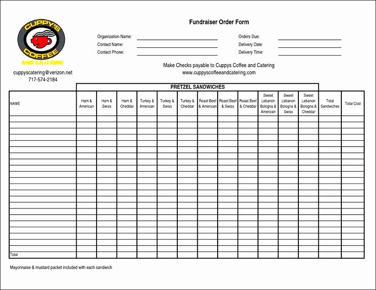 School Photo order form Template Unique Fundraiser order Sheet Templates