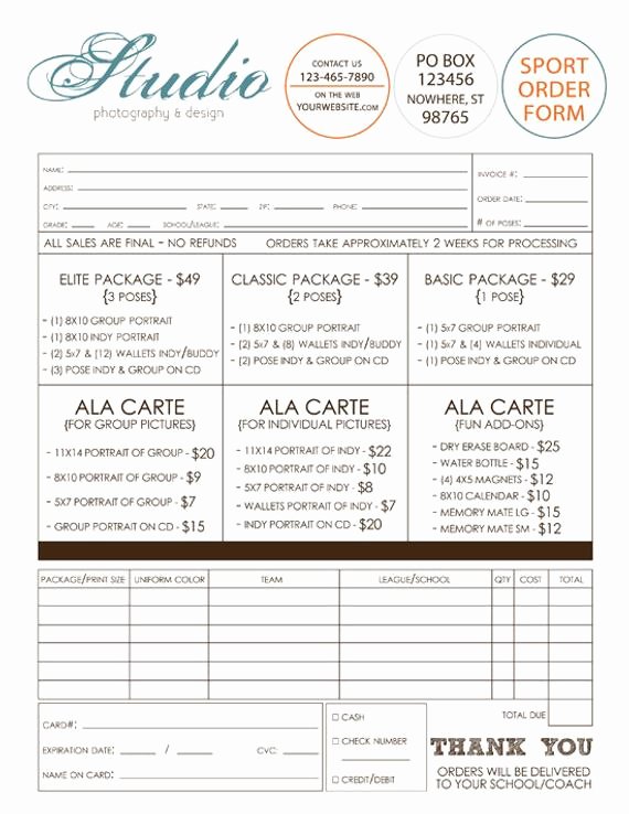 School Photo order form Template Unique Sports Graphy order form Template Shop by