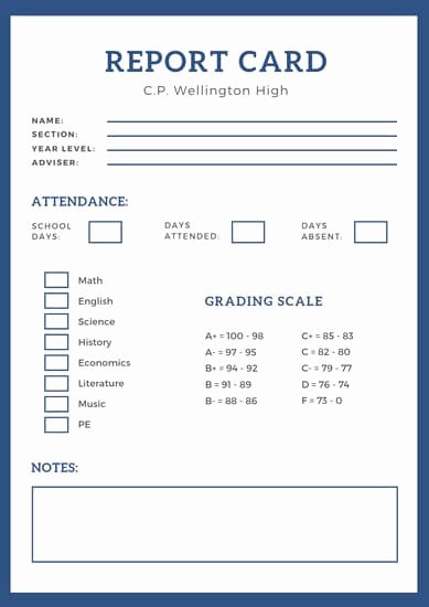 School Report Cards Templates New Customize 387 Elementary School Report Card Templates